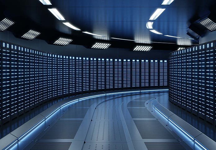 data centers futuristic hall